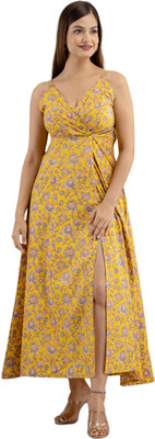 DMP FASHION Women Fit and Flare Multicolor Maxi/Full Length Dress