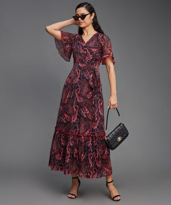 Miss Chase Women Wrap Multicolor Midi/Calf Length Dress