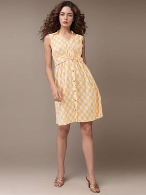 Dressberry Women A-line Yellow Knee Length Dress