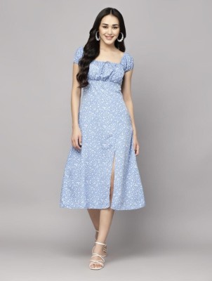 Asmi Myra Women A-line Light Blue Dress