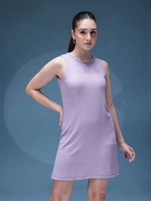 bebe Women A-line Purple Above Knee/Mid Thigh Length Dress