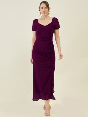 AAYU Women A-line Purple Maxi/Full Length Dress