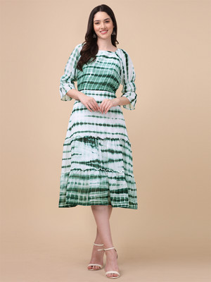 GUFRINA Women Fit and Flare White Midi/Calf Length Dress