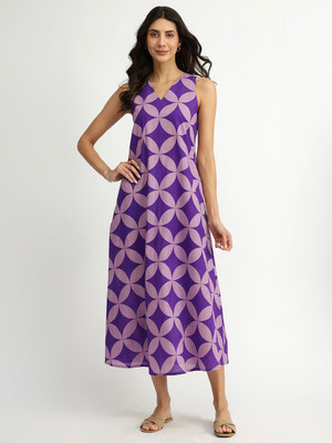 Pink Fort Women A-line Purple Midi/Calf Length Dress