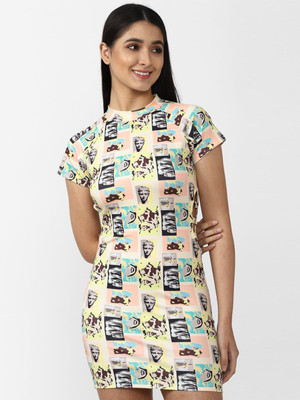 FOREVER 21 Women Bodycon Multicolor Above Knee/Mid Thigh Length Dress