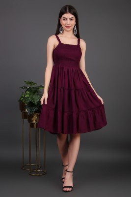 NG CREATION Women Fit and Flare Maroon Dress