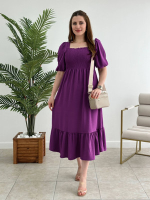 Maa Amar Women Fit and Flare Purple Maxi/Full Length Dress