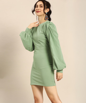 ATHENA Women Sheath Light Green Above Knee/Mid Thigh Length Dress