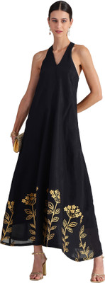 Pink Fort Women Maxi Blue Full Length Dress
