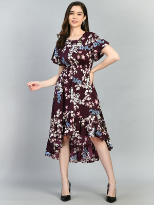 Azzurra Women Fit and Flare Multicolor Knee Length Dress