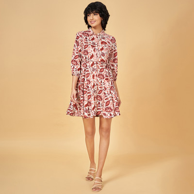 Honey By Pantaloons Women Fit and Flare White Knee Length Dress