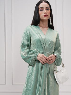 Tokyo Talkies Women Wrap Green Maxi/Full Length Dress