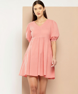 CHEMISTRY Women A-line Red Above Knee/Mid Thigh Length Dress
