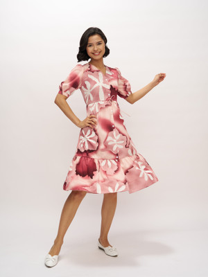 Dressberry Women Fit and Flare Pink Midi/Calf Length Dress