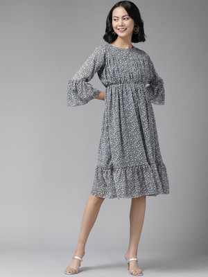 Aarika Women A-line Grey Knee Length Dress