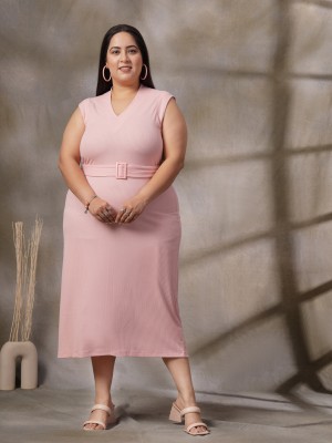 CURVE BY KASSUALLY Women A-line Pink Dress