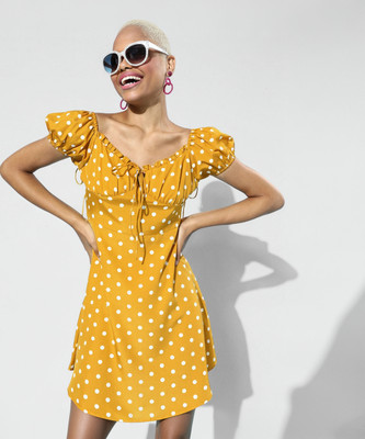 Berrylush Women A-line Yellow Mini/Short Dress