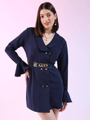 The Indian Garage Co. -Freehand Women A-line Blue Above Knee/Mid Thigh Length Dress