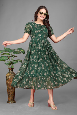 HouseOfCommon Women Maxi Multicolor Full Length Dress