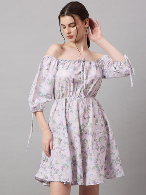 Roadster Women Fit and Flare Purple Mini/Short Dress