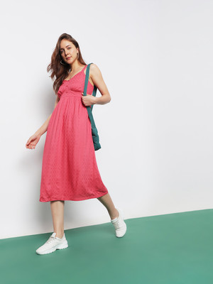 VERO MODA Women A-line Pink Midi/Calf Length Dress