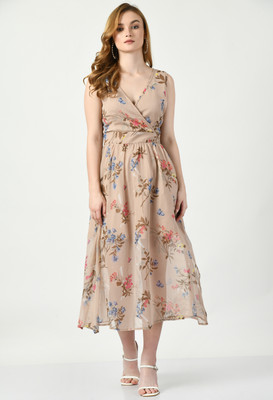 COATTIRE Women A-line Multicolor Midi/Calf Length Dress