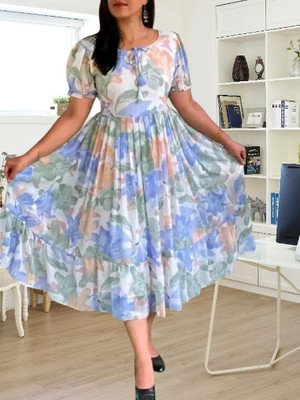 AMORE CREATION Women A-line Multicolor Maxi/Full Length Dress