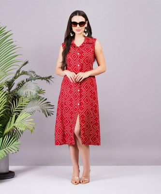 Highlight fashion export Women A-line Red Midi/Calf Length Dress