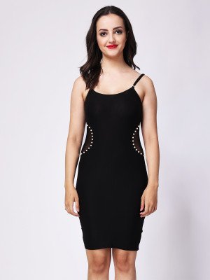 Finian Women Bodycon Black Above Knee/Mid Thigh Length Dress