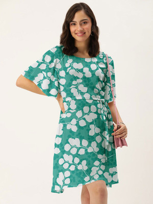 Dressberry Women A-line Green Above Knee/Mid Thigh Length Dress