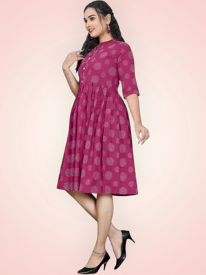 Rangrasiyt Women A-line Purple Knee Length Dress