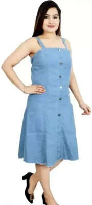 SHIVAM COLLECTION Women A-line Light Blue Midi/Calf Length Dress