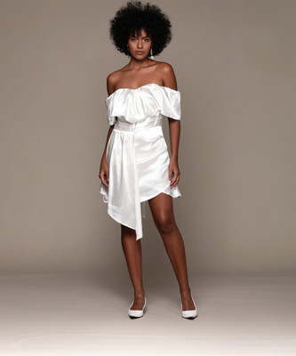 bebe Women A-line White Mini/Short Dress