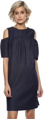 HARPA Women Shift Blue Knee Length Dress