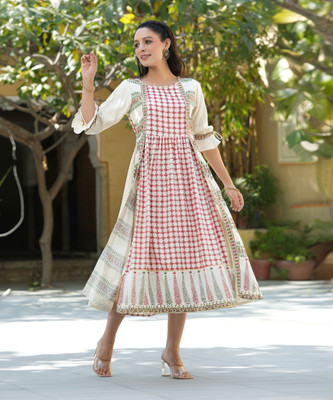 Juniper Women A-line Multicolor Midi/Calf Length Dress