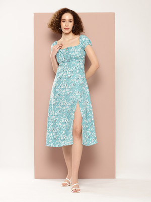 shiv creation Women A-line Light Blue Midi/Calf Length Dress