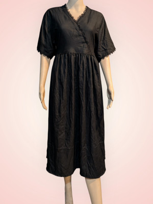 RAAM TEXTILE Women Gown Black Knee Length Dress