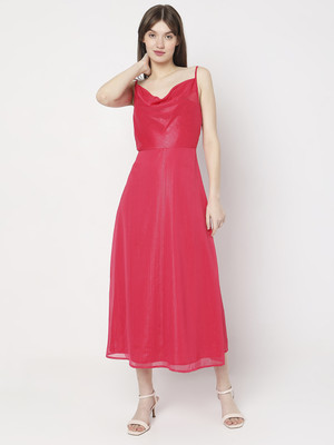 VERO MODA Women A-line Red Midi/Calf Length Dress