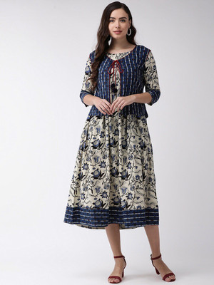 all about you Women A-line Grey Midi/Calf Length Dress
