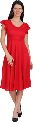 Shree5 Women A-line Red Knee Length Dress