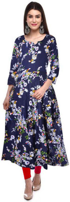 HouseOfCommon Women A-line Blue Maxi/Full Length Dress