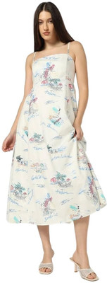 GAP Women A-line Multicolor Midi/Calf Length Dress