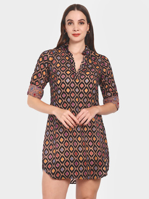 theulluu.com Women A-line Multicolor Mini/Short Dress