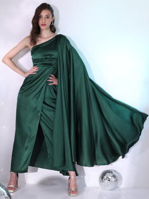 Tokyo Talkies Women Maxi Dark Green Dress