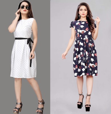 maruti fab Women Fit and Flare White Dress