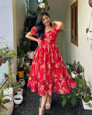 woclo enterprise Women A-line Multicolor Maxi/Full Length Dress