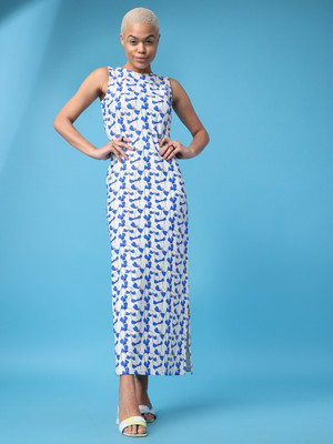 PURVAJA Women Bodycon White Maxi/Full Length Dress