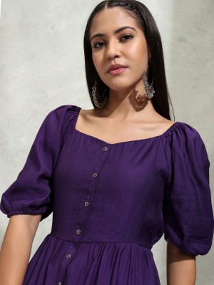 Vishudh Women A-line Purple Dress