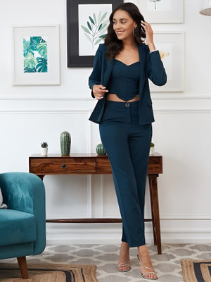 Tanot Textile Top Pant Co-ords Set with Jacket