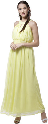 La Zoire Women Blouson Yellow Maxi/Full Length Dress